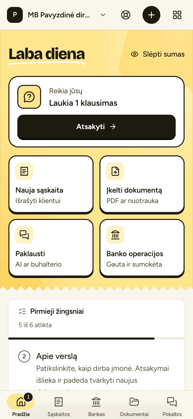 The simple view on a phone in the shipped yellow look